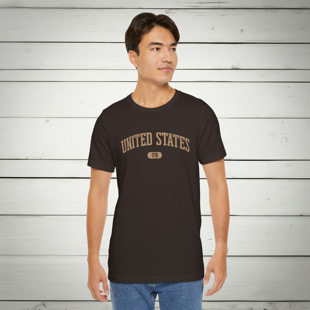 United States 1776 Vintage Collegiate Premium T-Shirt – Tan Graphic – Neutrals