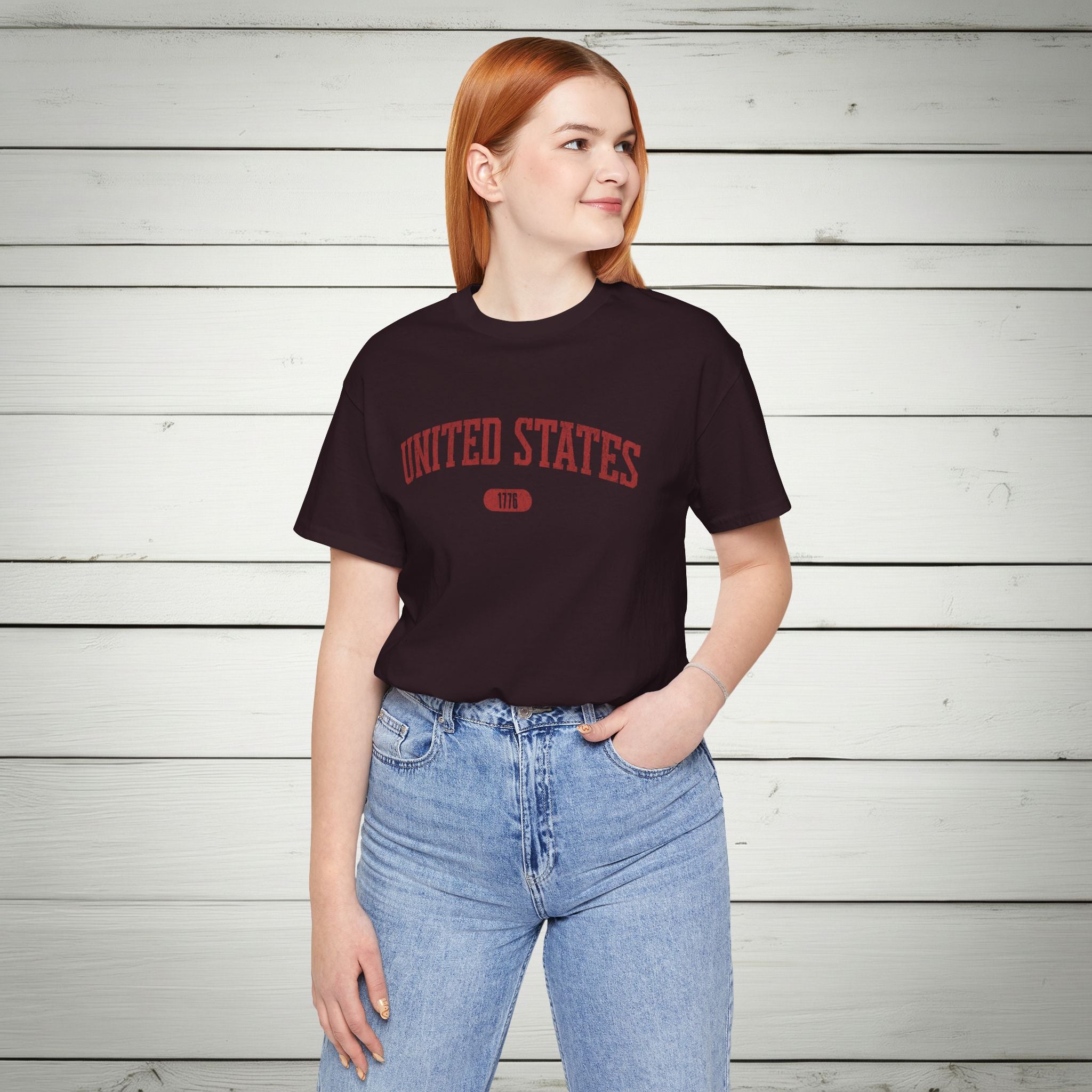United States 1776 Vintage Collegiate Premium T-Shirt – Red Graphic – Neutrals