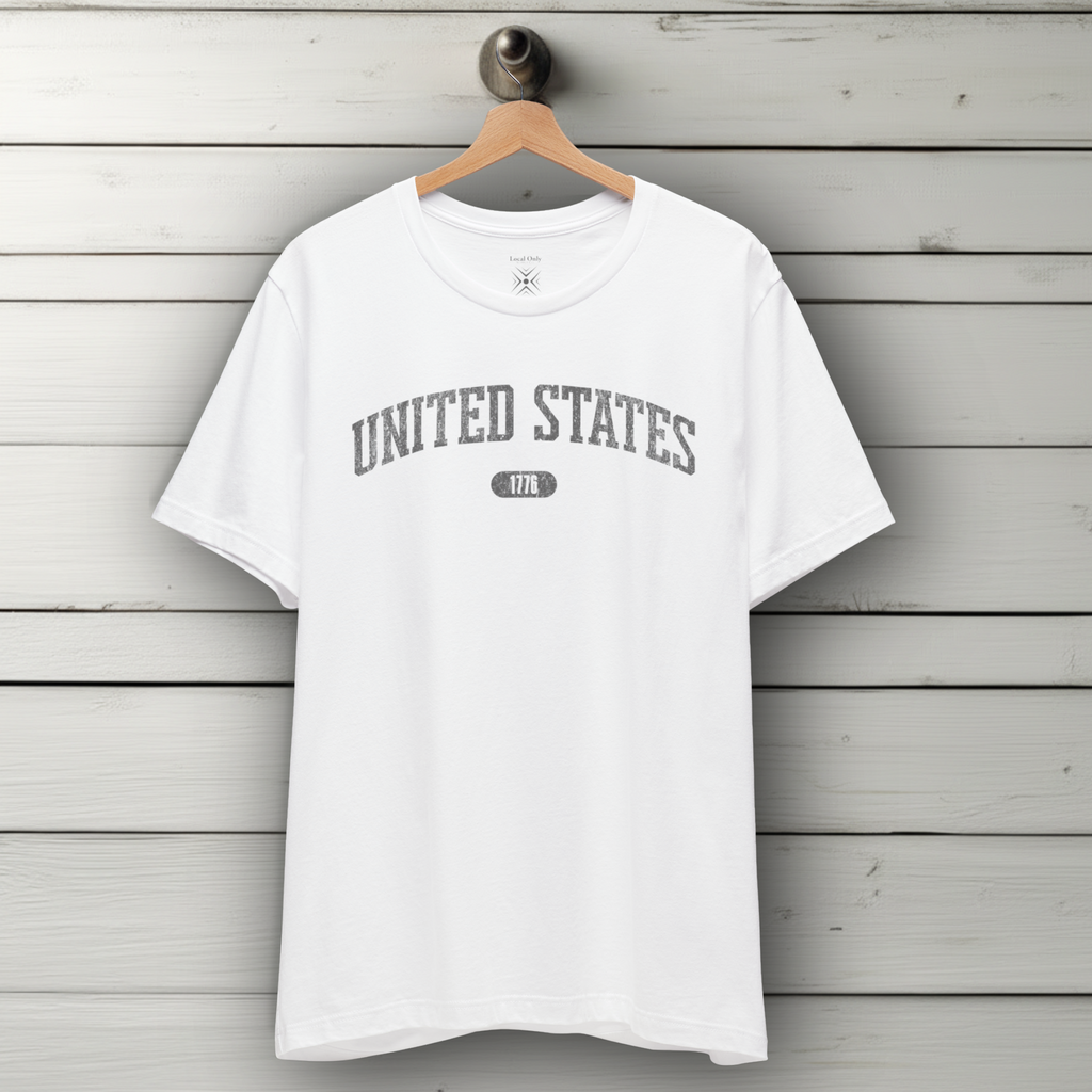 United States 1776 Vintage Collegiate Premium T-Shirt – Gray Graphic – Neutrals