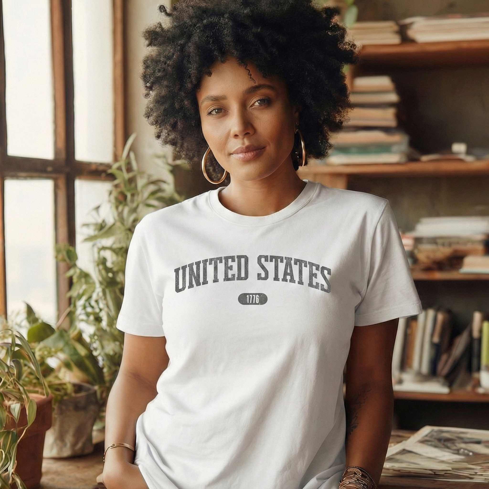 United States 1776 Vintage Collegiate Premium T-Shirt – Gray Graphic – Neutrals