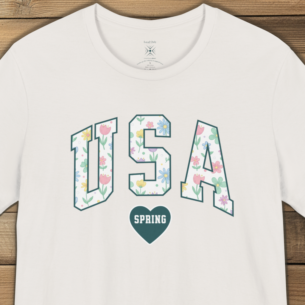 USA Love Spring Floral Varsity Graphic Tee – Transformative Teal