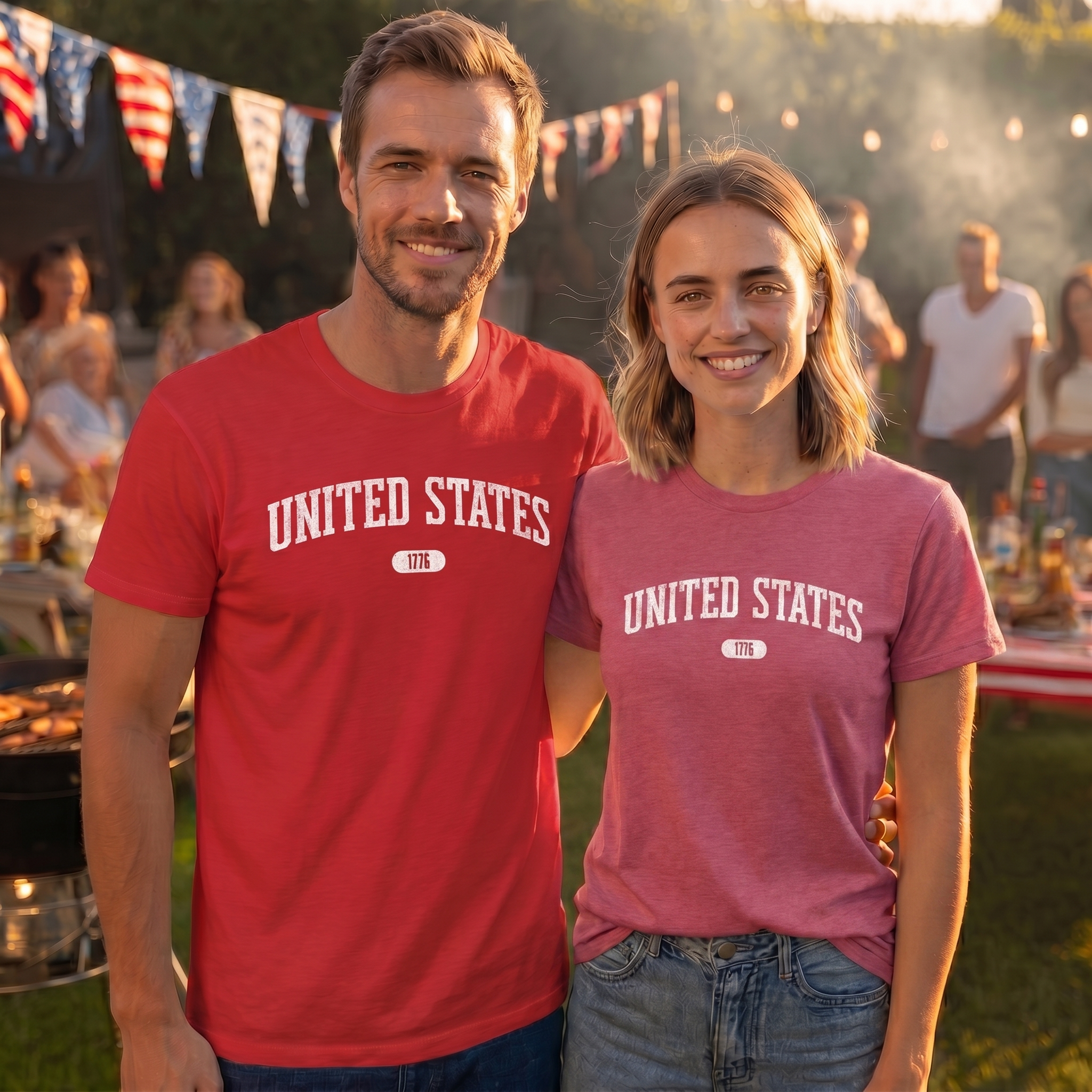 United States 1776 Vintage Collegiate Premium T-Shirt – White Graphic – Colorful