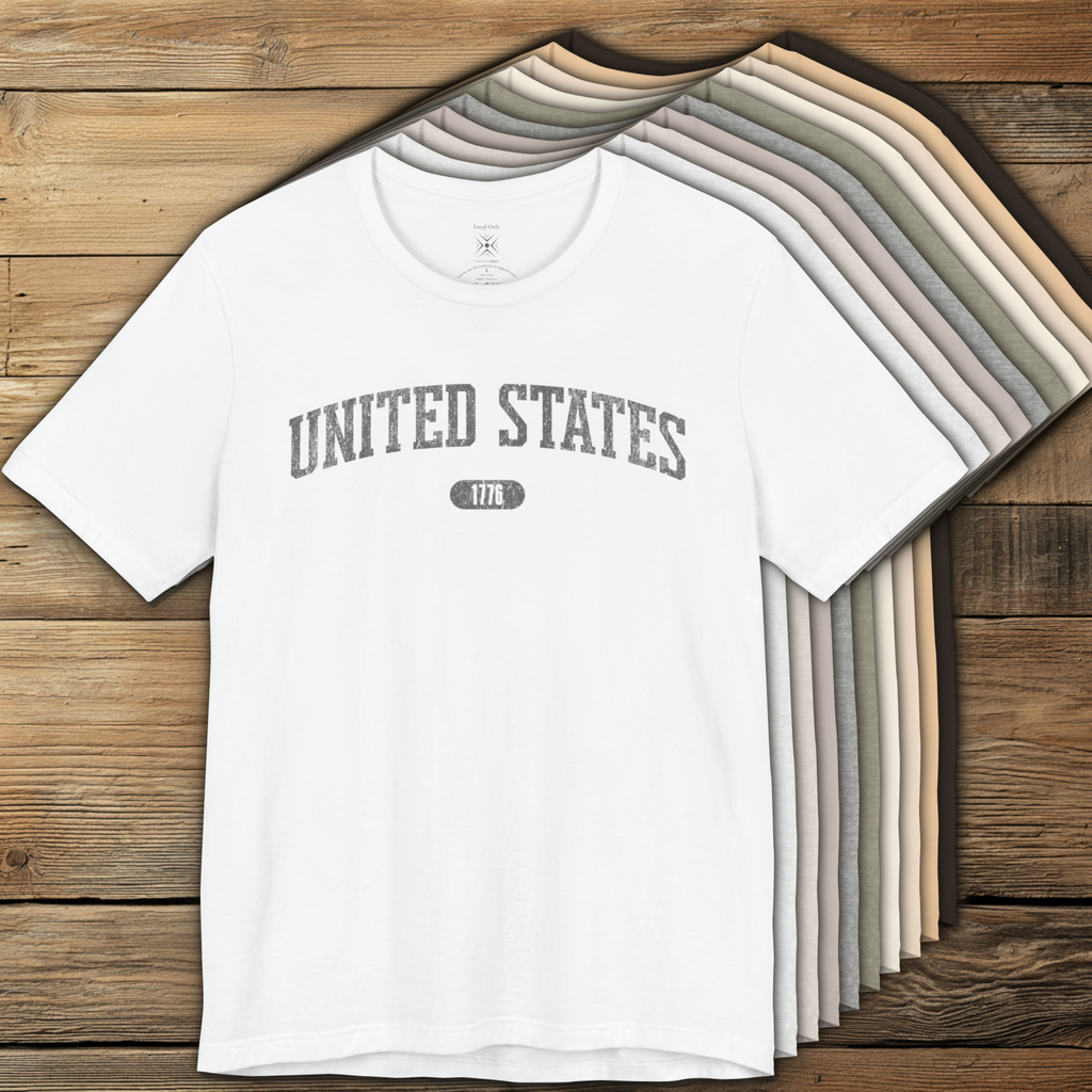 United States 1776 Vintage Collegiate Premium T-Shirt – Gray Graphic – Neutrals