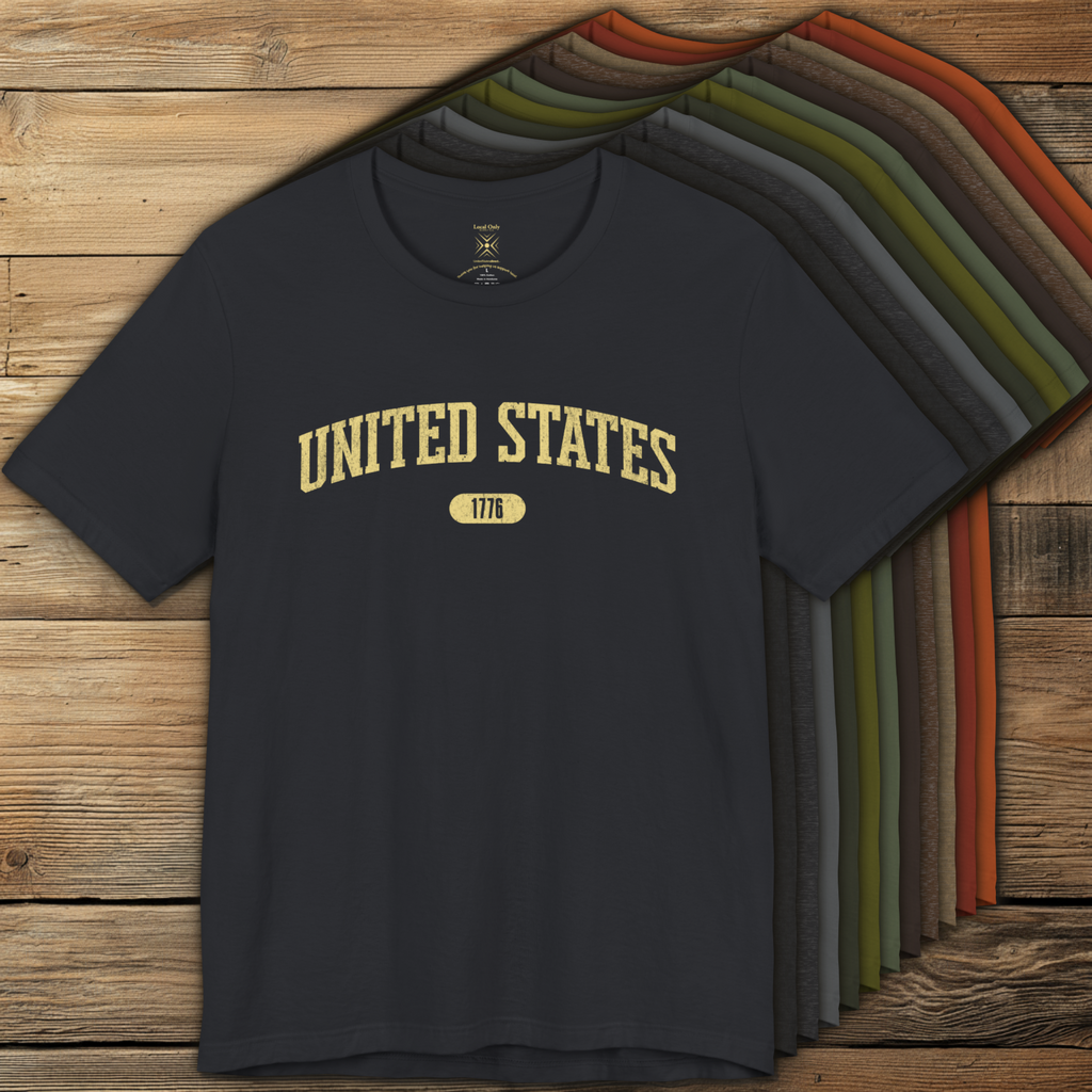 United States 1776 Vintage Collegiate Premium T-Shirt – Yellow Graphic – Neutrals