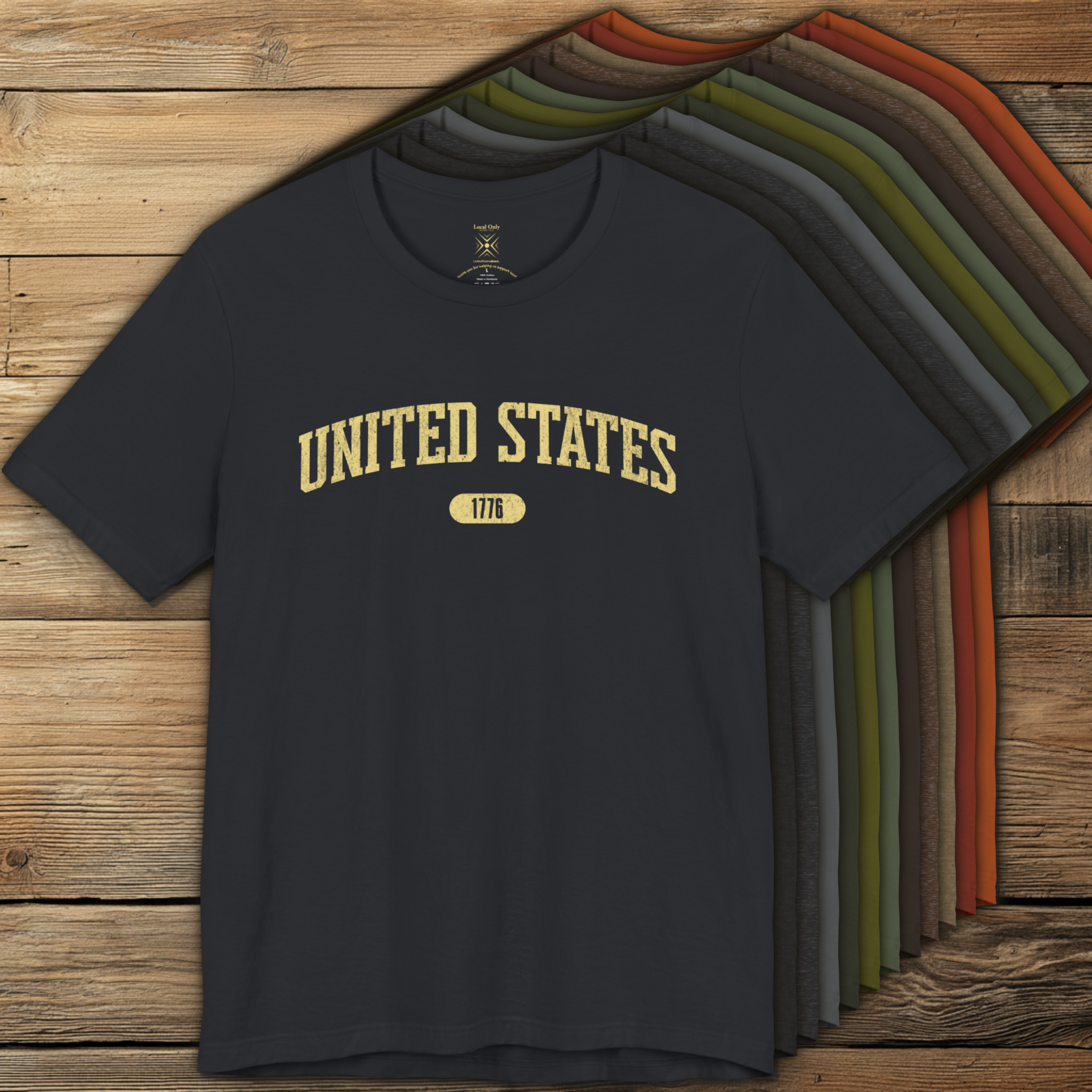 United States 1776 Vintage Collegiate Premium T-Shirt – Yellow Graphic – Neutrals