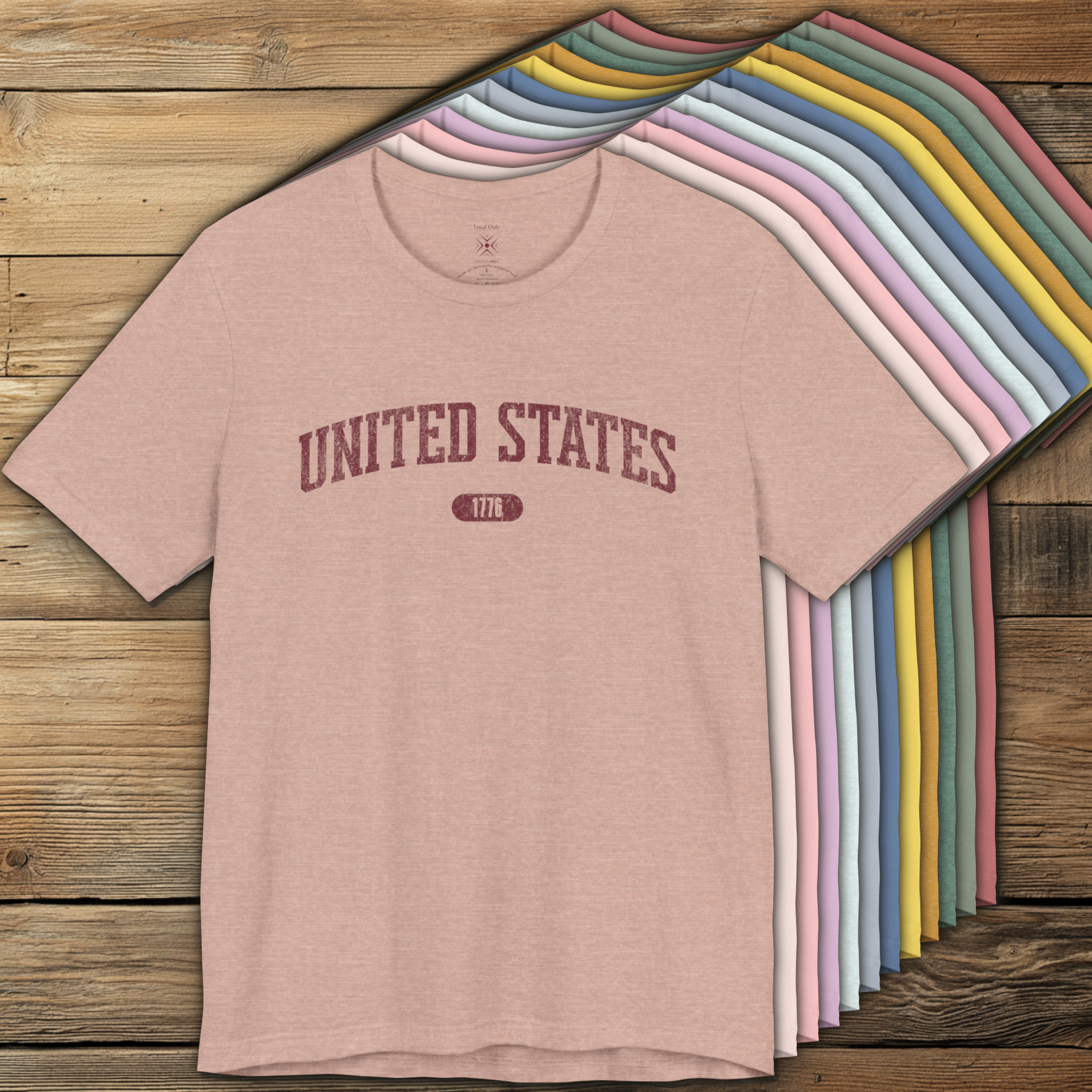United States 1776 Vintage Collegiate Premium T-Shirt – Burgundy Graphic – Colorful