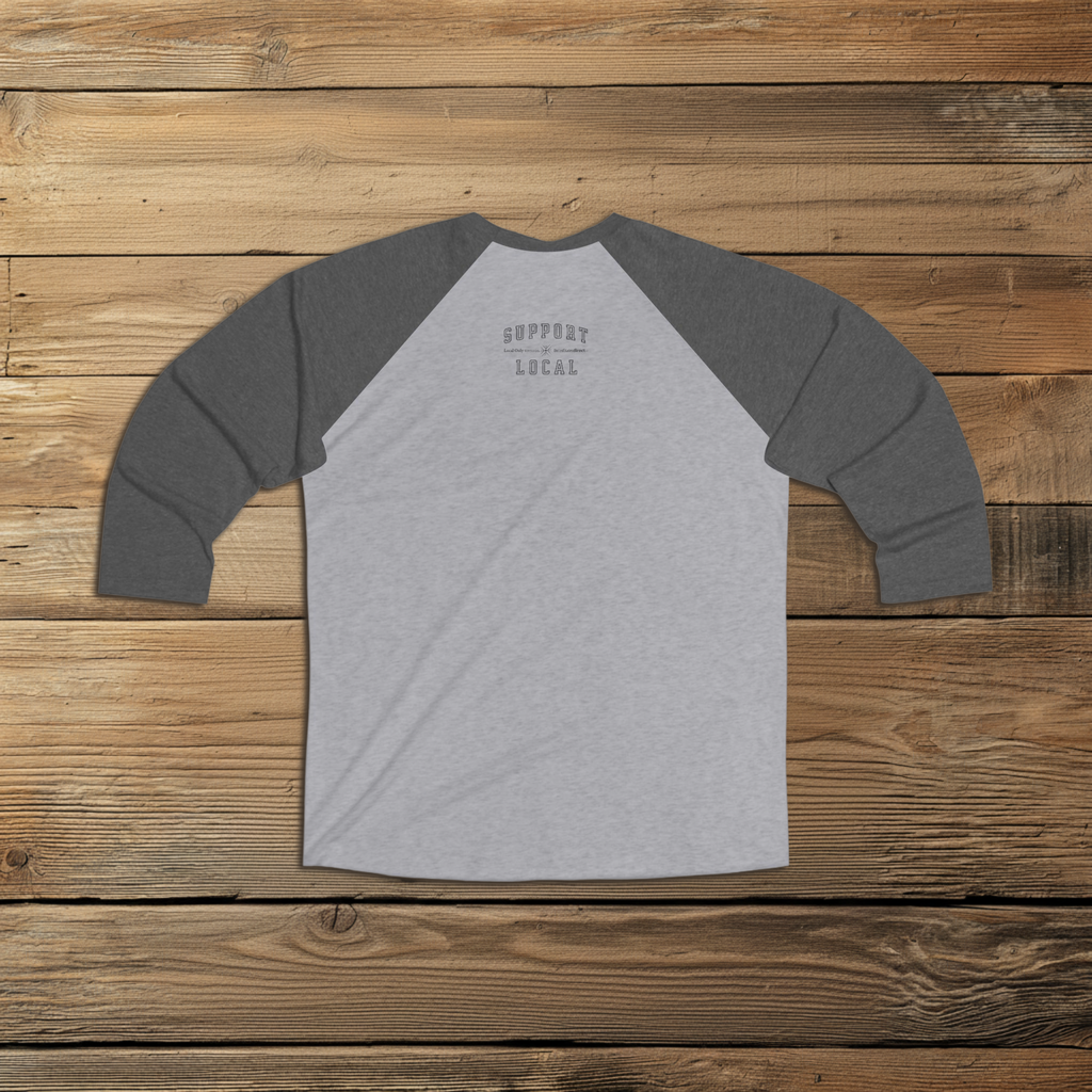 United States 1776 Free & Brave Retro Varsity Raglan Shirt – Charcoal Graphic – Heather Gray with Vintage Black