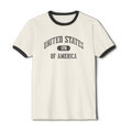United States of America 1776 Vintage Collegiate Ringer Tee – Black Graphic – Neutrals with Black Trim
