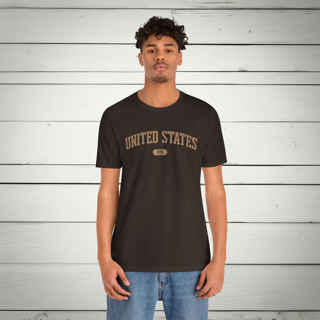 United States 1776 Vintage Collegiate Premium T-Shirt – Tan Graphic – Neutrals