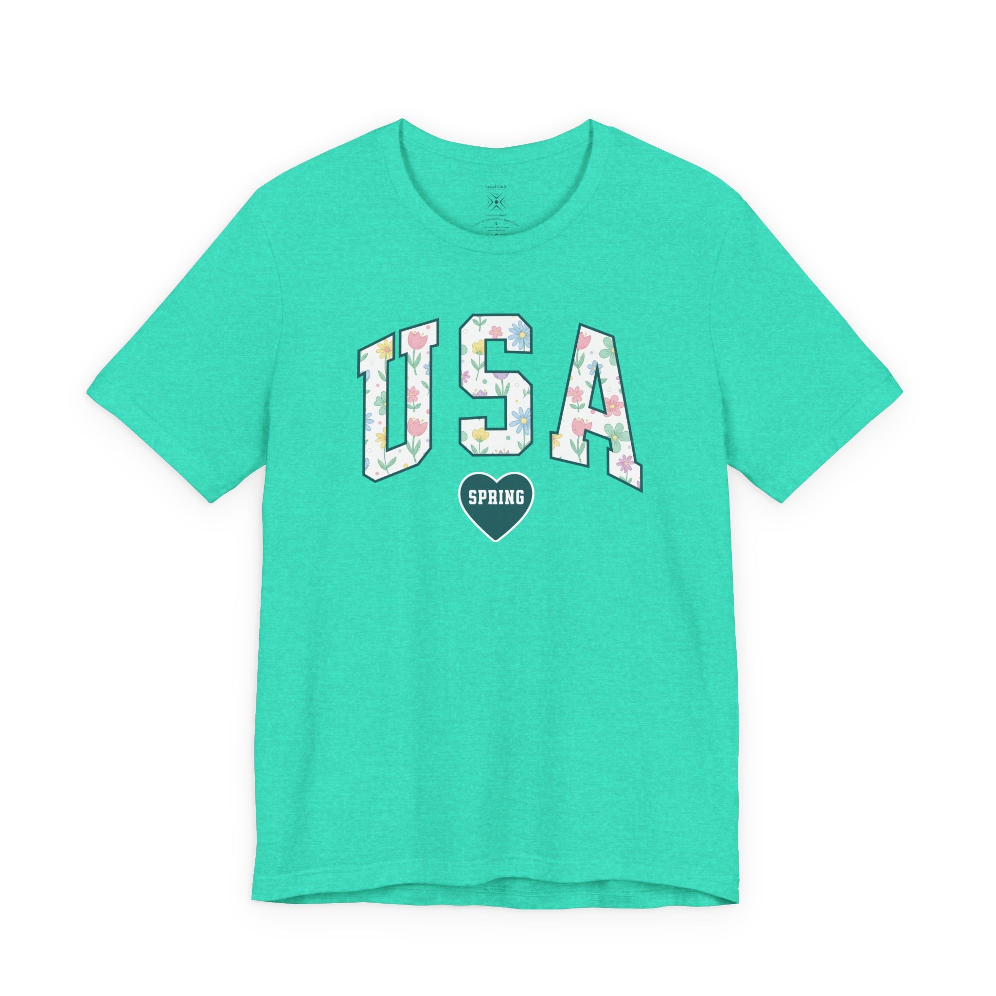 USA Love Spring Floral Varsity Graphic Tee – Transformative Teal