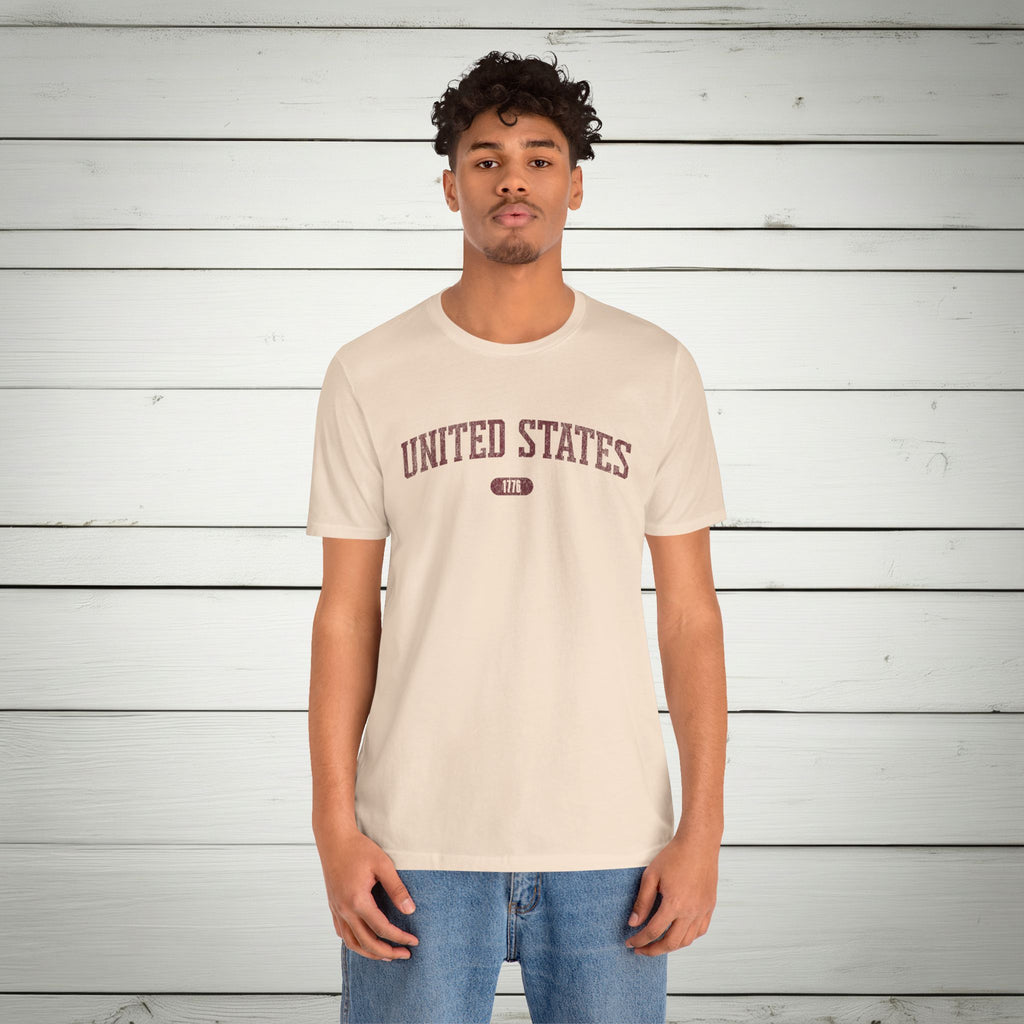 United States 1776 Vintage Collegiate Premium T-Shirt – Burgundy Graphic – Neutrals