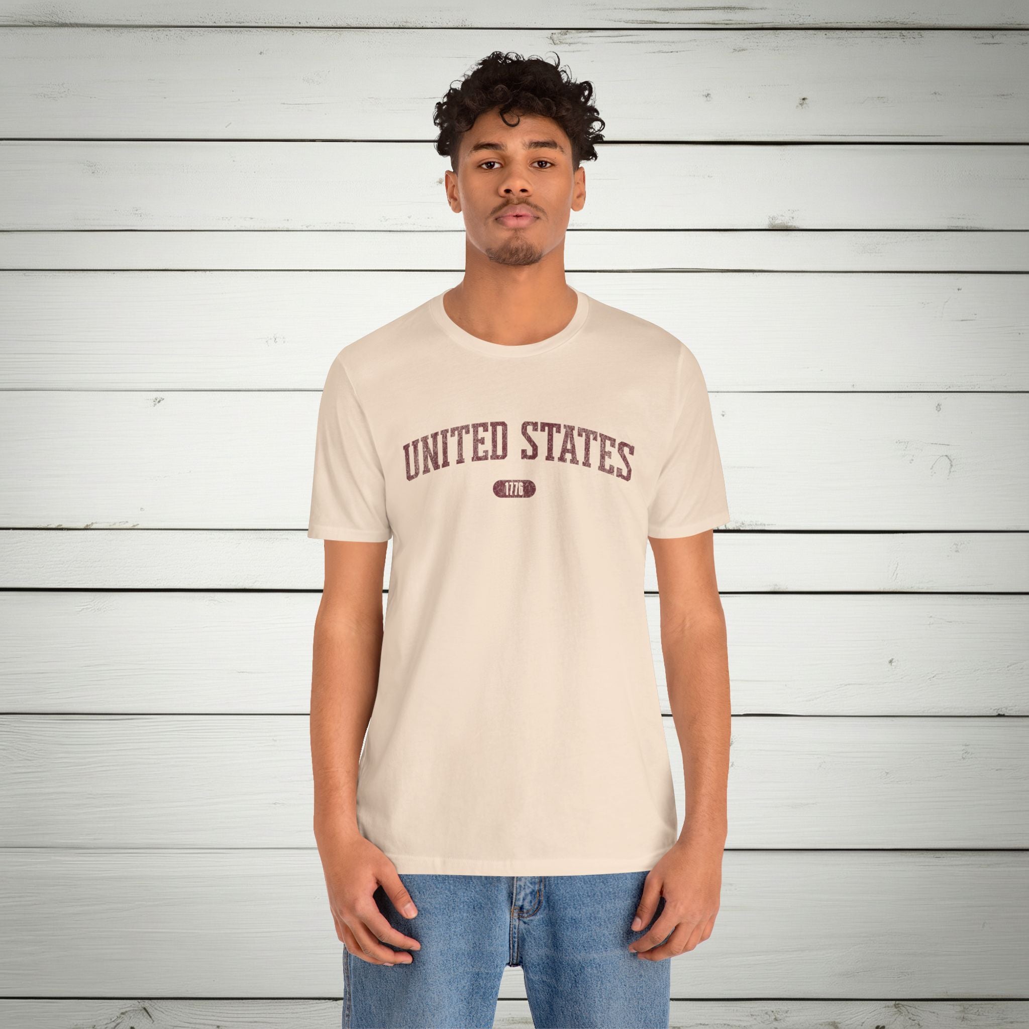 United States 1776 Vintage Collegiate Premium T-Shirt – Burgundy Graphic – Neutrals
