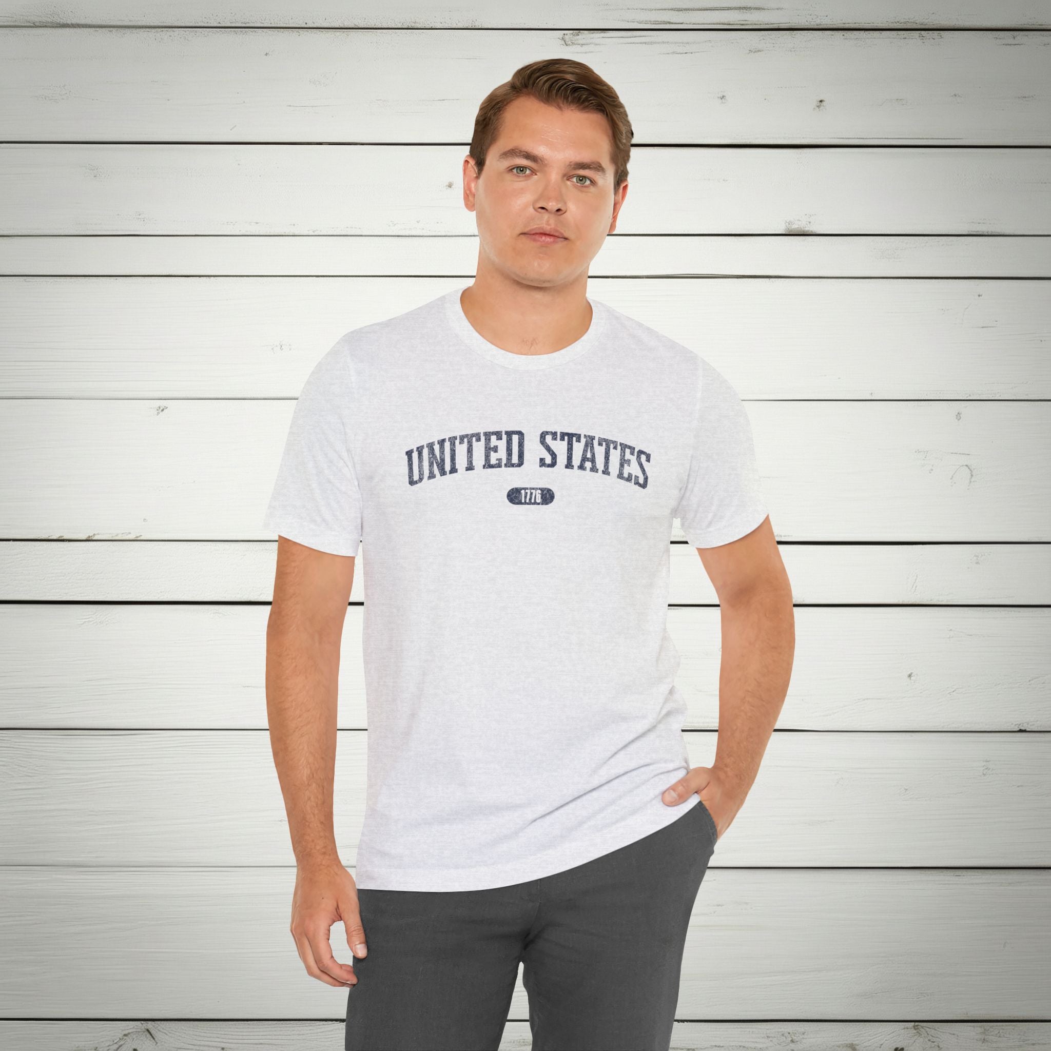United States 1776 Vintage Collegiate Premium T-Shirt – Navy Graphic – Neutrals