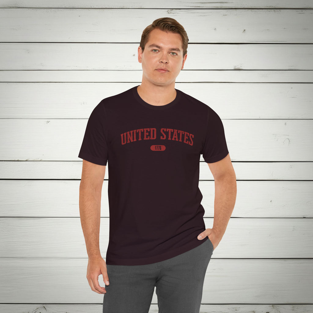 United States 1776 Vintage Collegiate Premium T-Shirt – Red Graphic – Neutrals