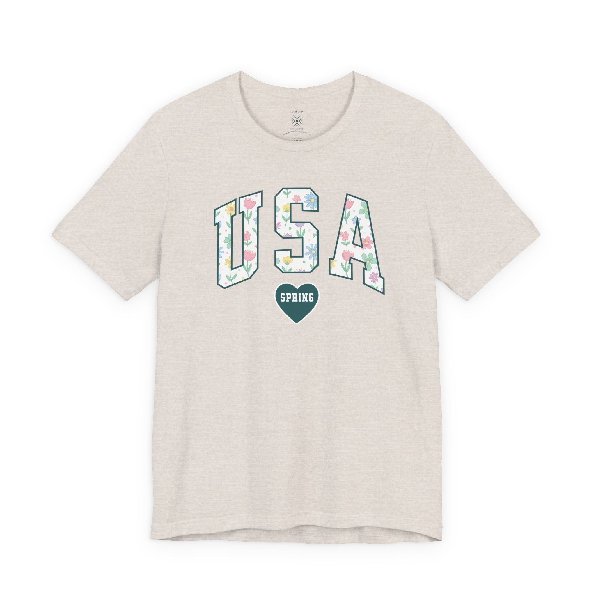 USA Love Spring Floral Varsity Graphic Tee – Transformative Teal