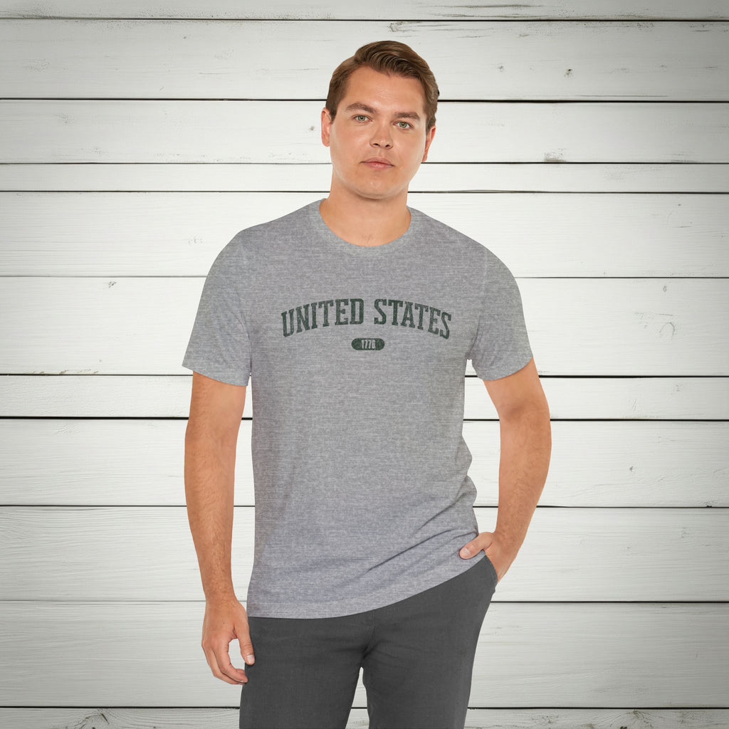 United States 1776 Vintage Collegiate Premium T-Shirt – Green Graphic – Neutrals
