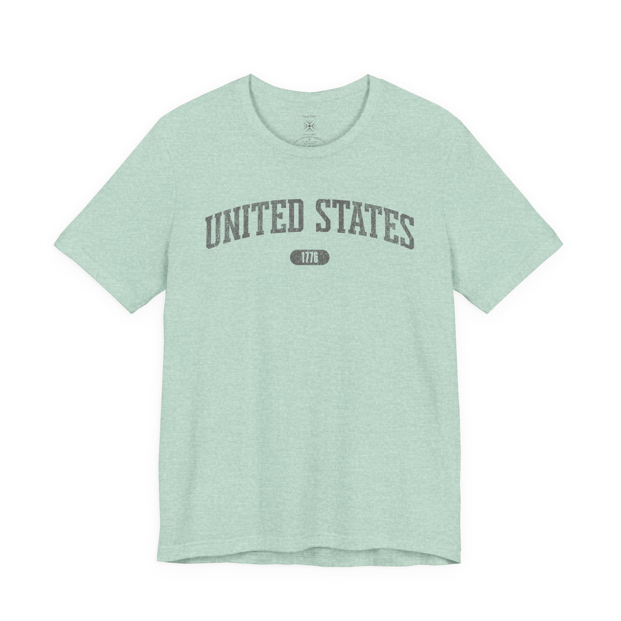United States 1776 Vintage Collegiate Color Tee - Patriotic Distressed Grey Graphic T-Shirt