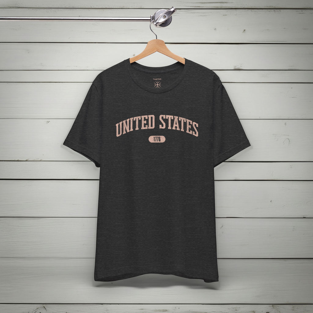 United States 1776 Vintage Collegiate Premium T-Shirt – Pink Graphic – Neutrals
