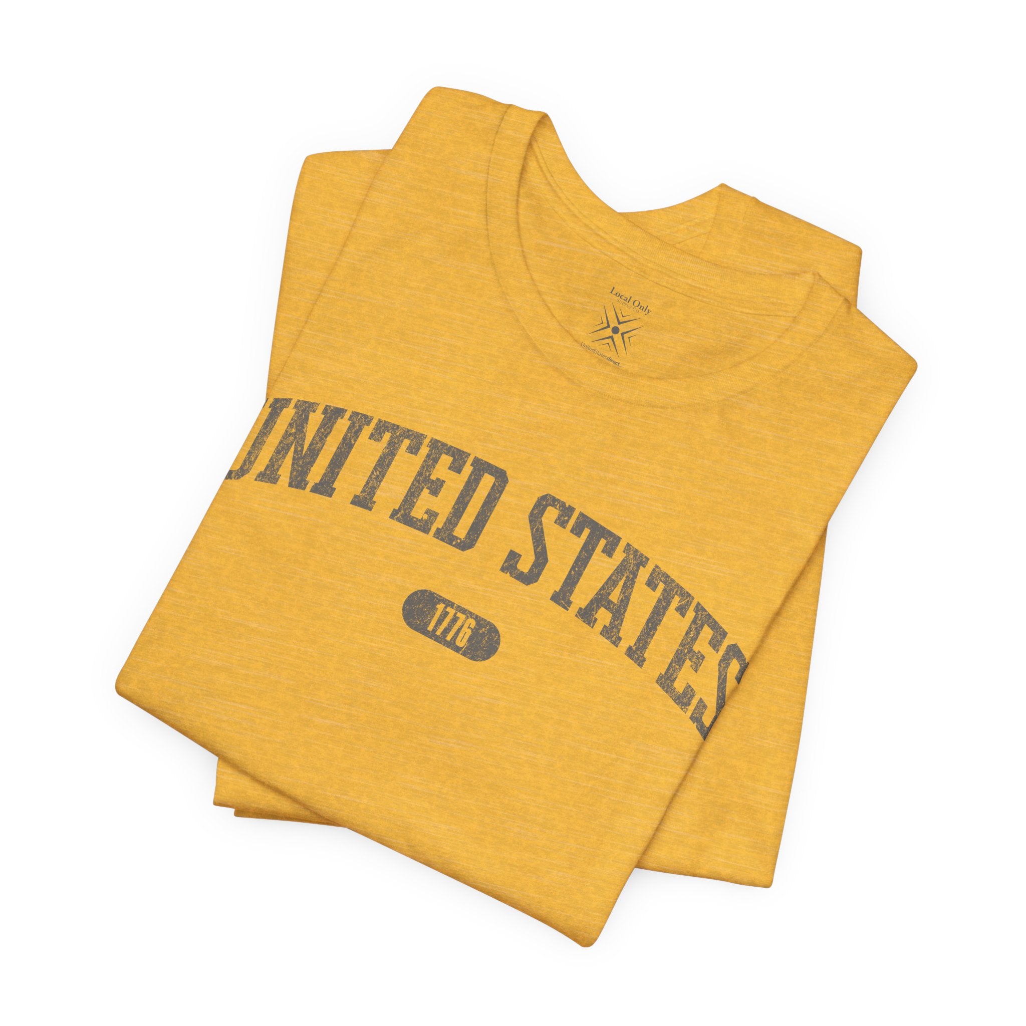United States 1776 Vintage Collegiate Color Tee - Patriotic Distressed Grey Graphic T-Shirt