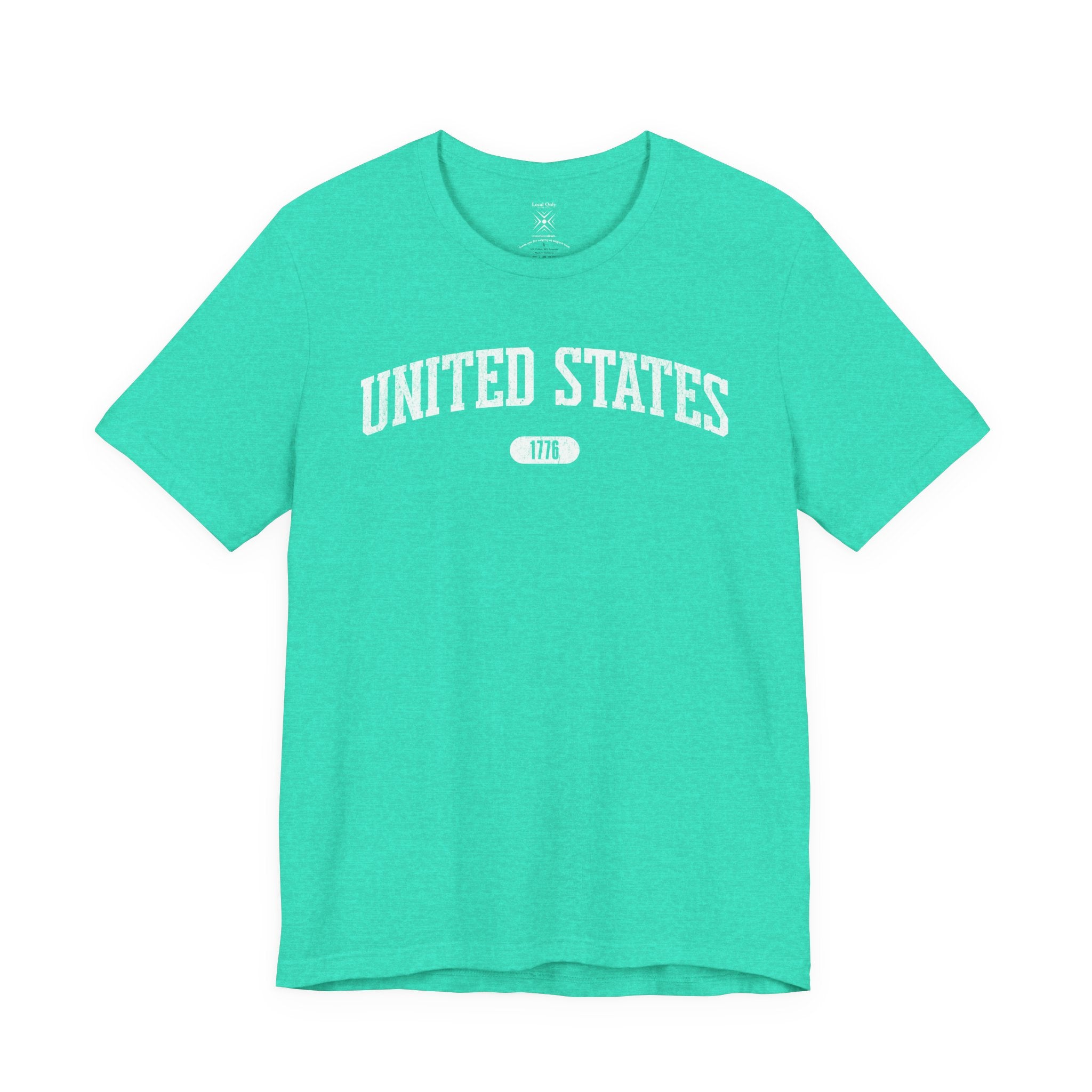 United States 1776 Vintage Collegiate T-Shirt – White Graphic – Colorful