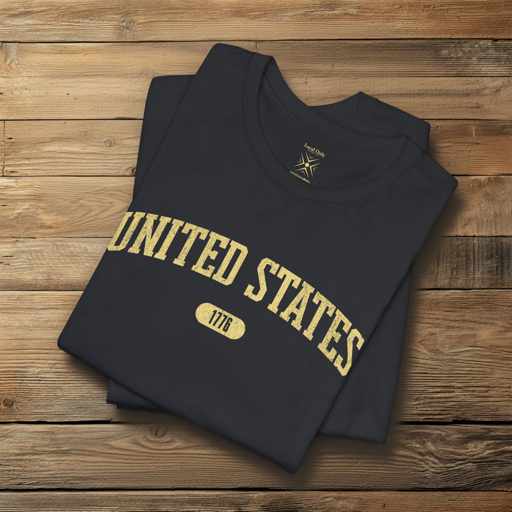 United States 1776 Vintage Collegiate Premium T-Shirt – Yellow Graphic – Neutrals