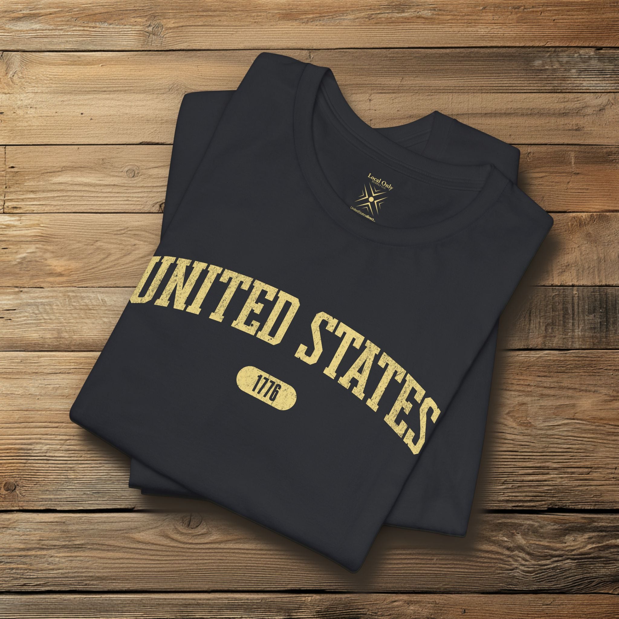 United States 1776 Vintage Collegiate Premium T-Shirt – Yellow Graphic – Neutrals
