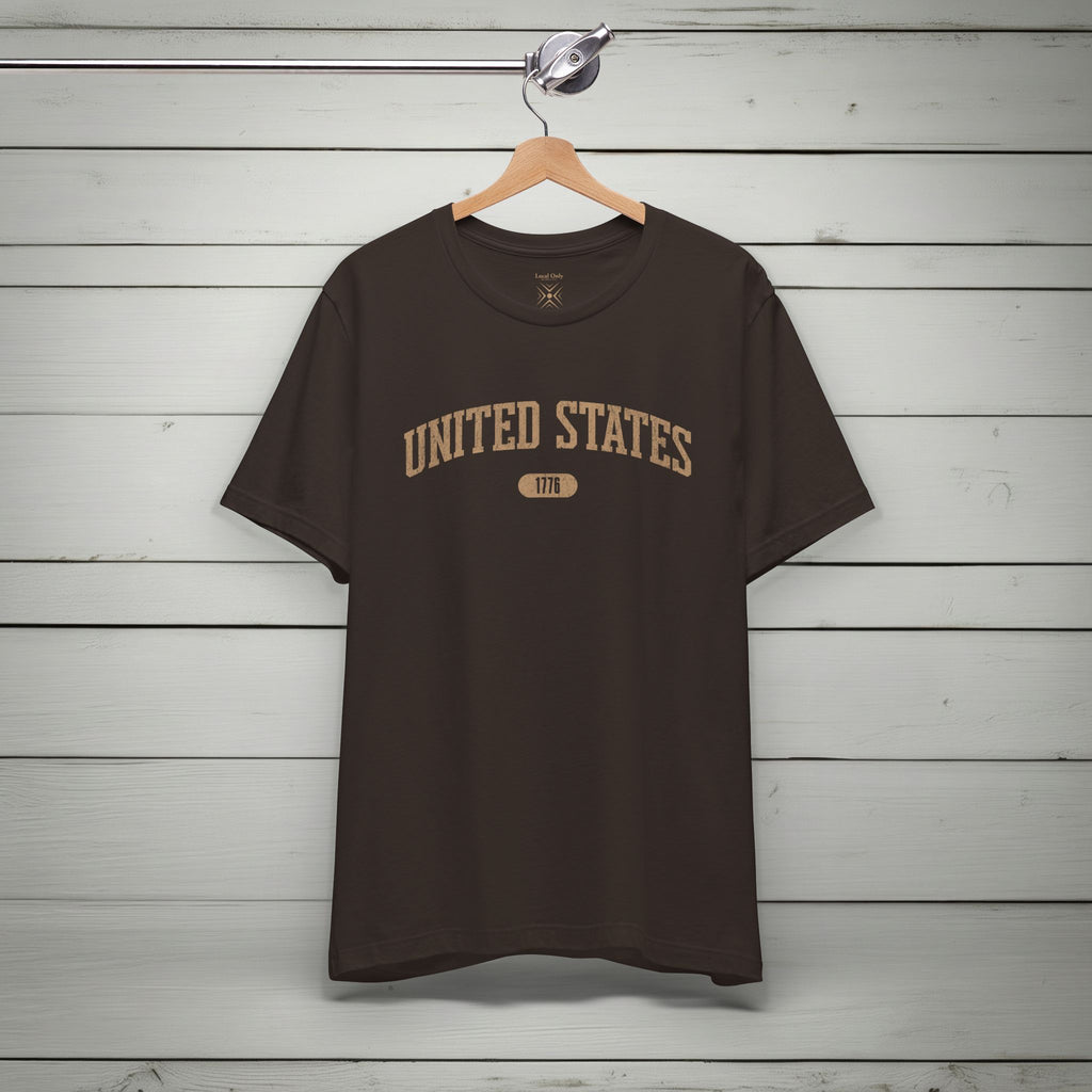 United States 1776 Vintage Collegiate Premium T-Shirt – Tan Graphic – Neutrals