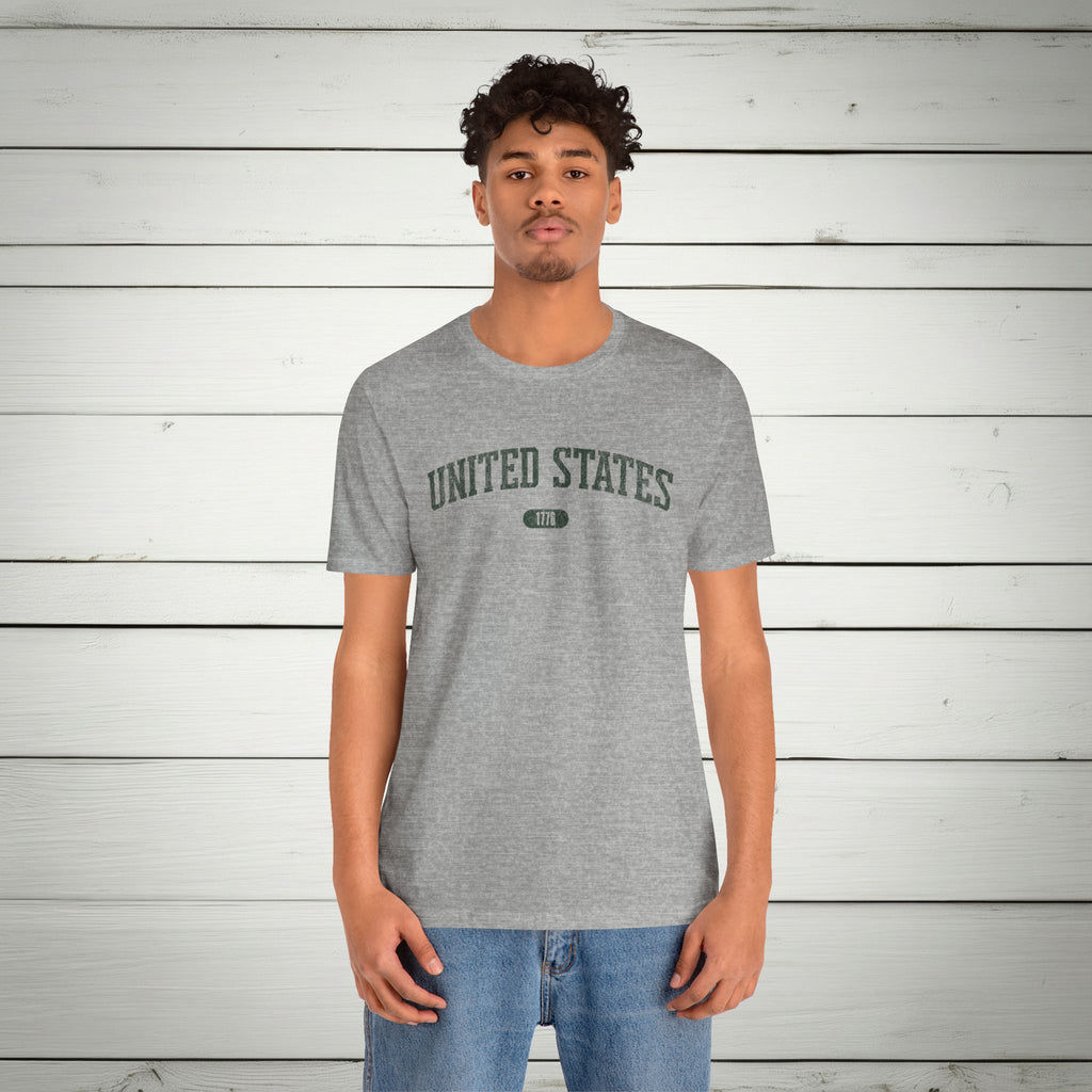 United States 1776 Vintage Collegiate Premium T-Shirt – Green Graphic – Neutrals