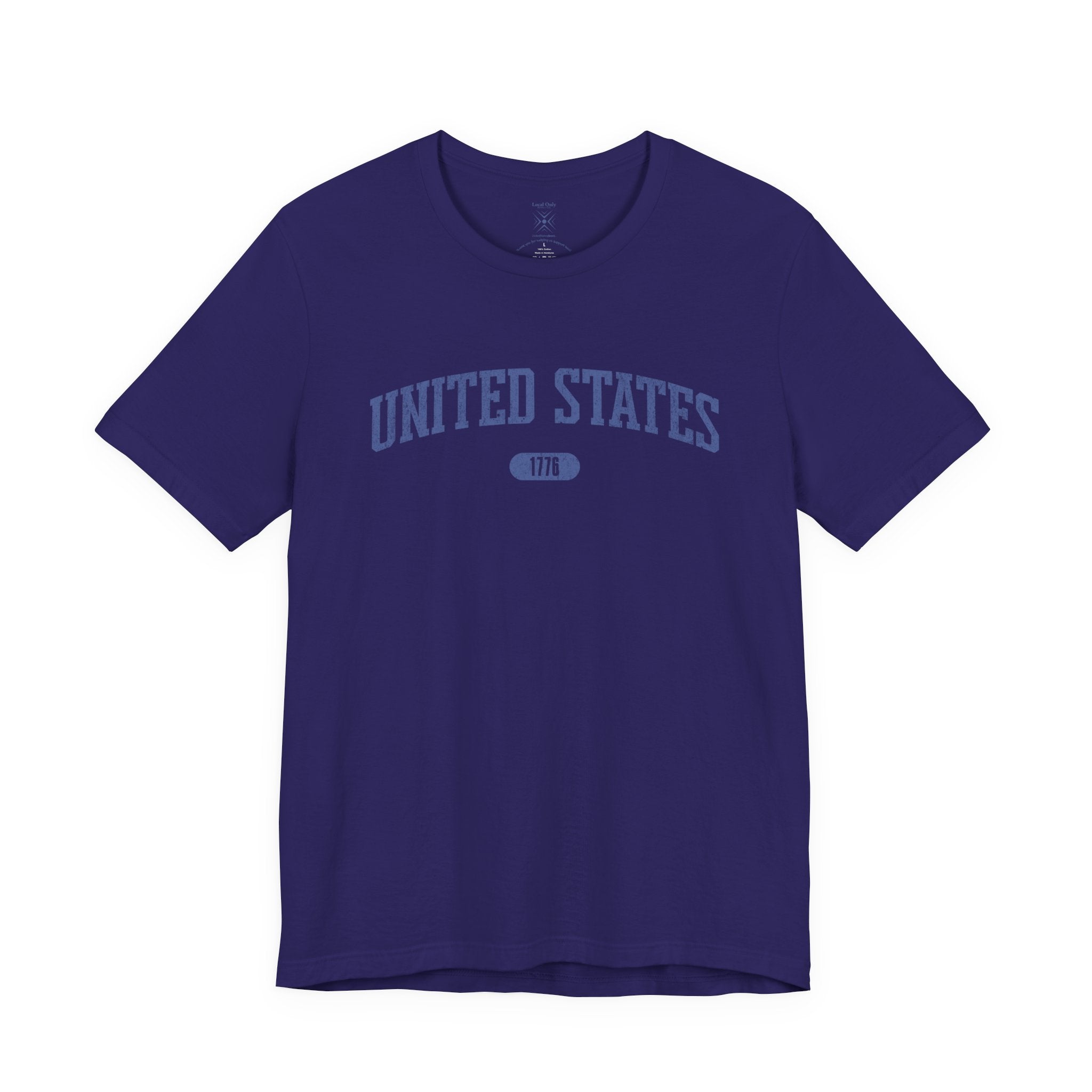 Team Navy t-shirt with 'UNITED STATES 1776' in blue collegiate text.