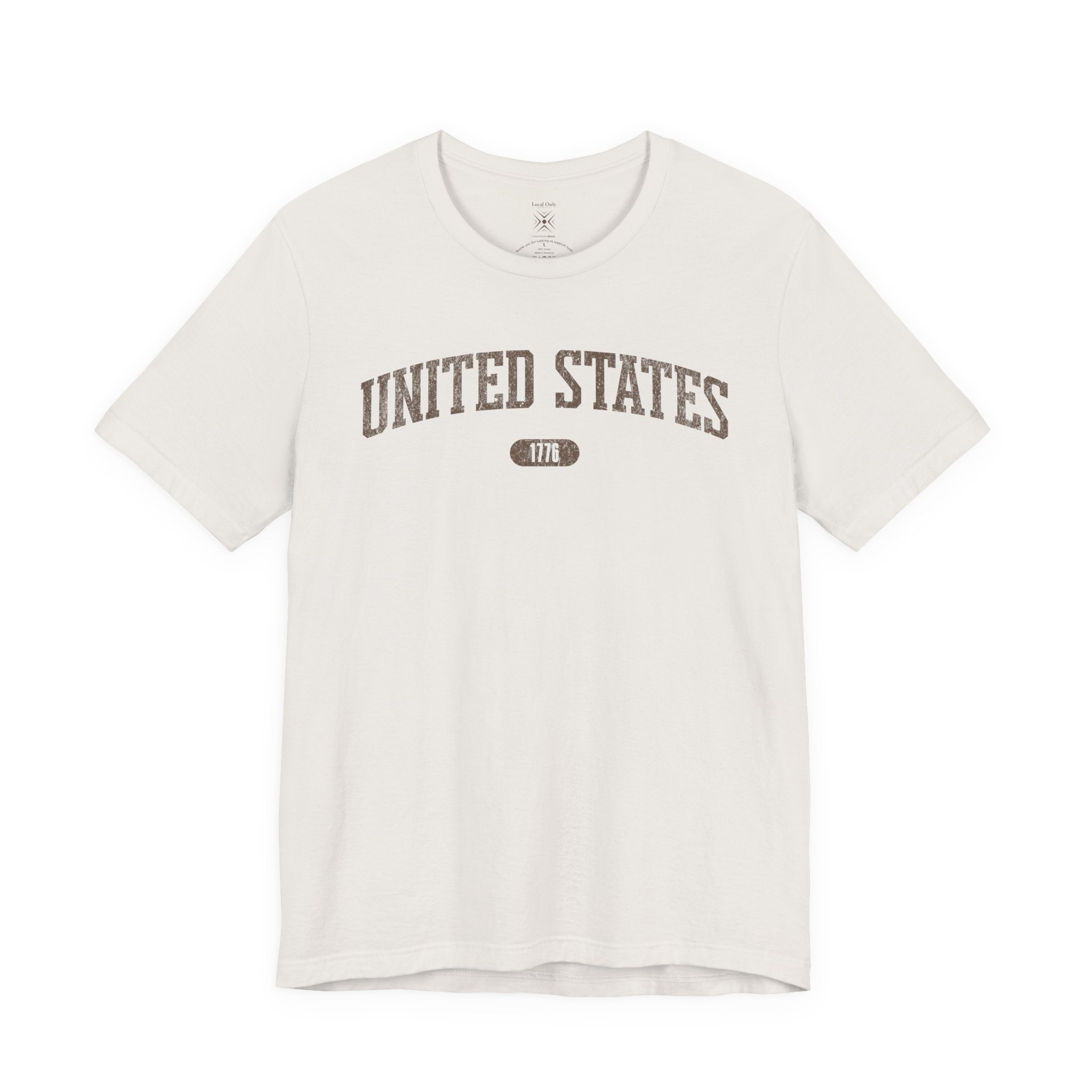 United States 1776 Vintage Collegiate T-Shirt – Brown Graphic – Neutrals