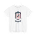 USA Home To Alpine Skiing Vintage Athletic T-Shirt – Navy Red White Crest Graphic