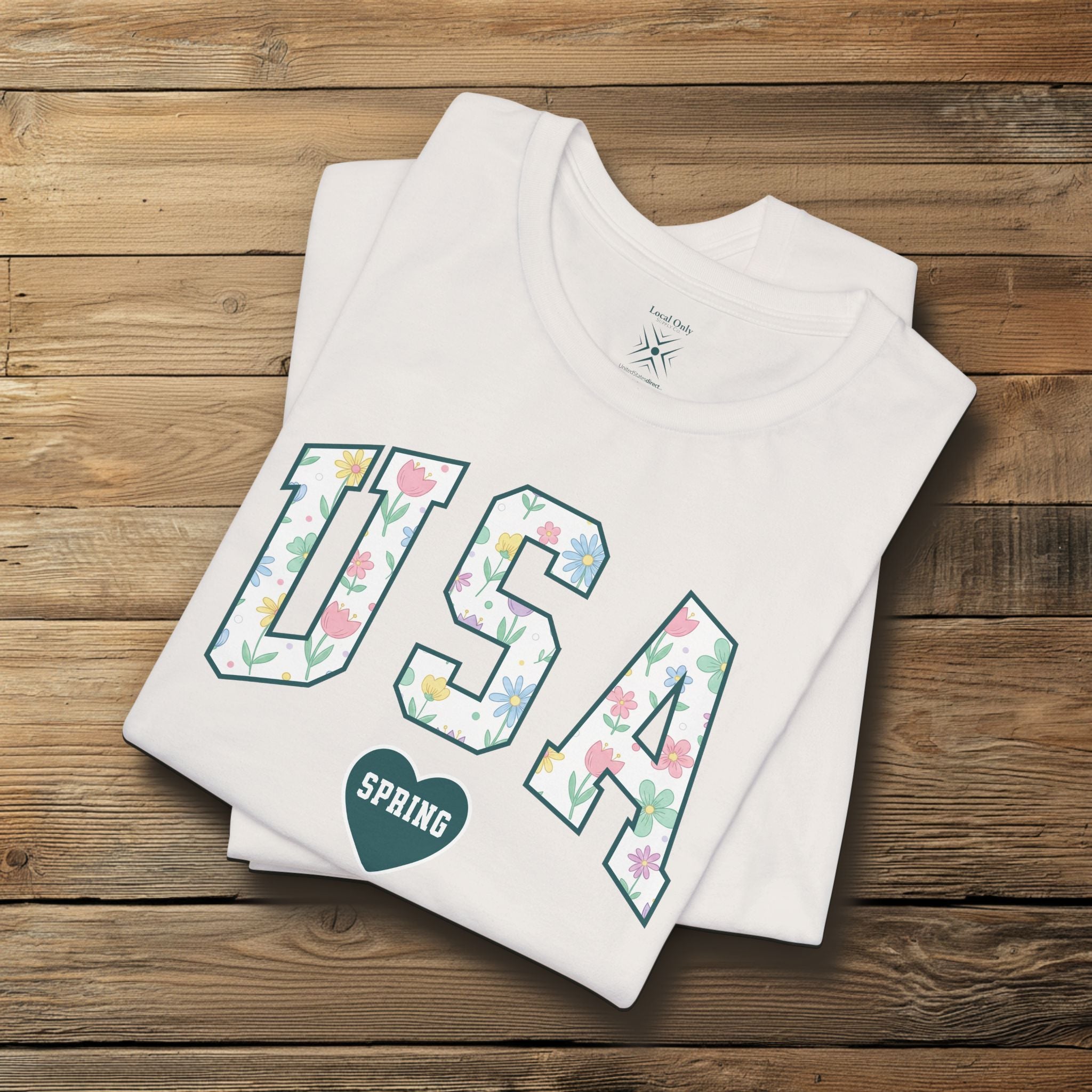 USA Love Spring Floral Varsity Graphic Tee – Transformative Teal