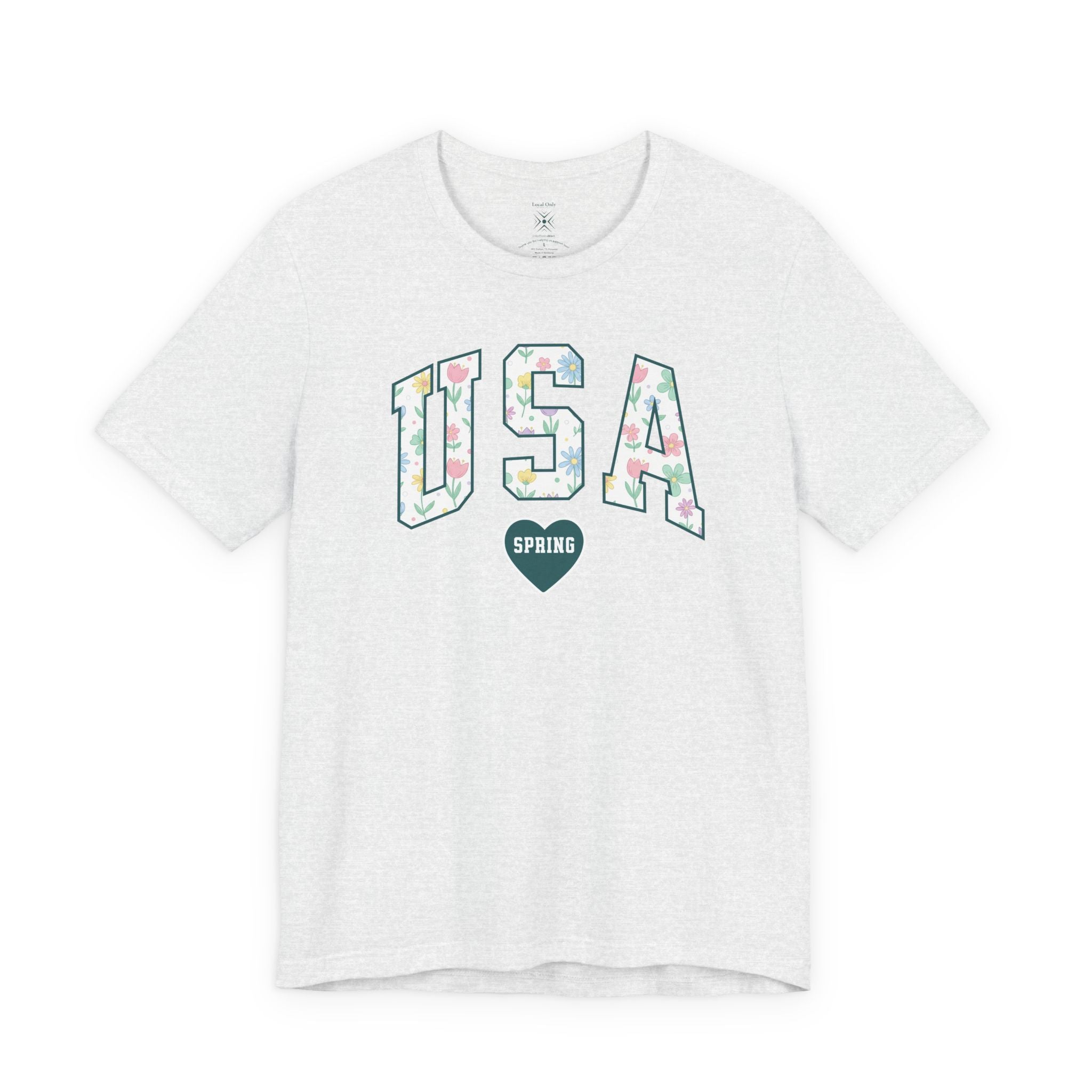 USA Love Spring Floral Varsity Graphic Tee – Transformative Teal