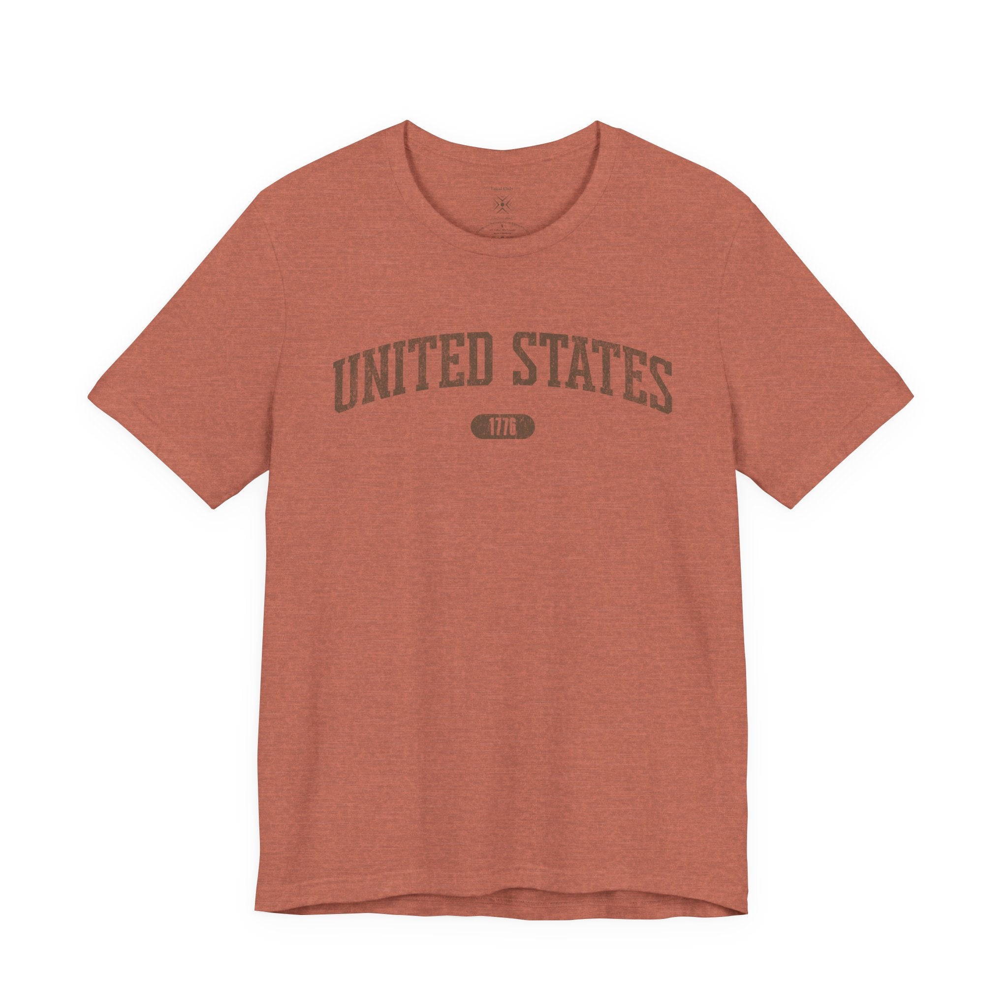 United States 1776 Vintage Collegiate T-Shirt – Brown Graphic – Colorful