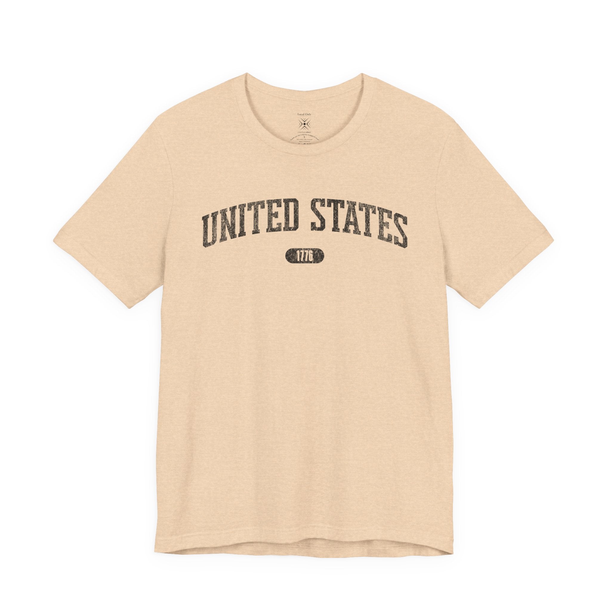 United States 1776 Vintage Collegiate T-Shirt – Black Graphic – Neutrals