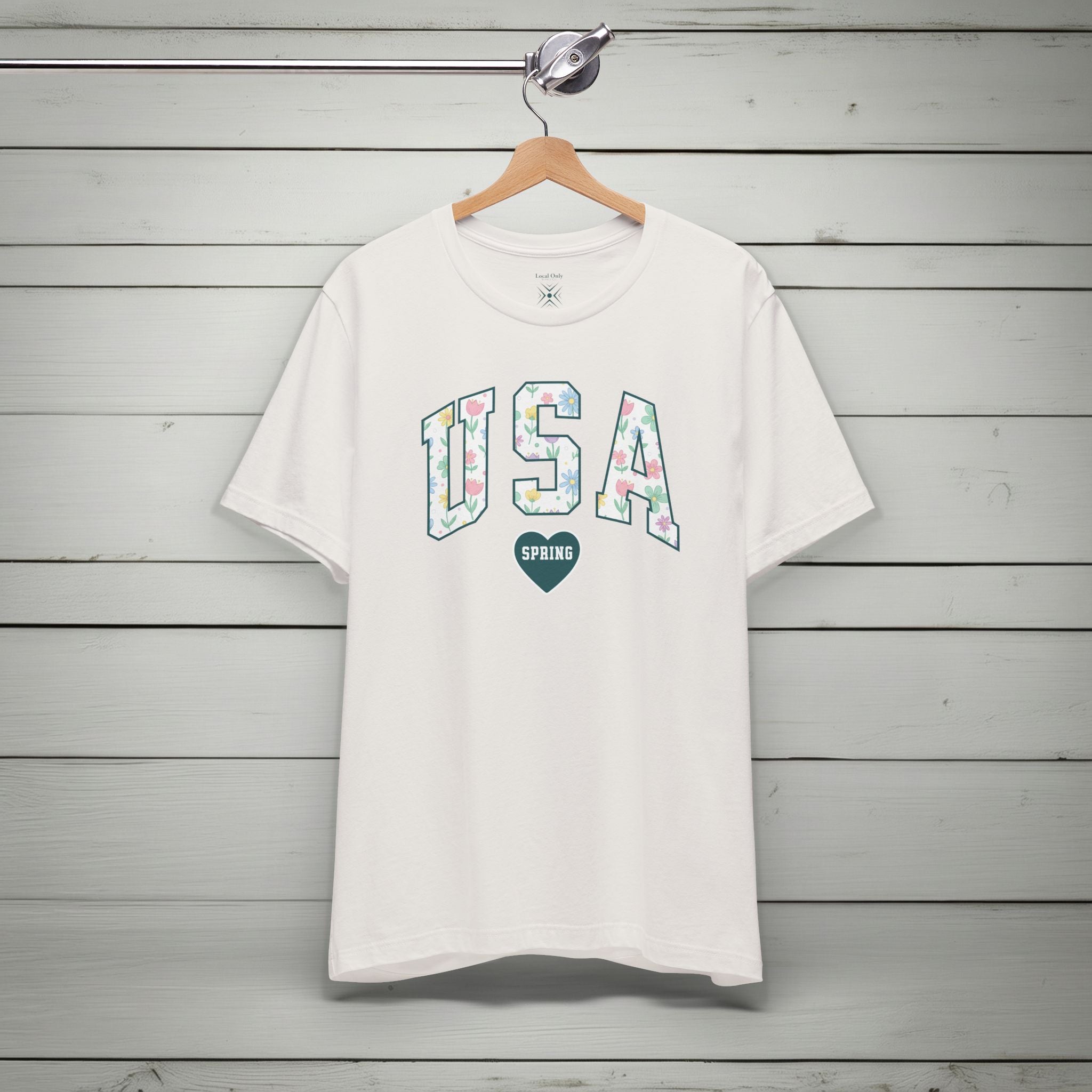 USA Love Spring Floral Varsity Graphic Tee – Transformative Teal