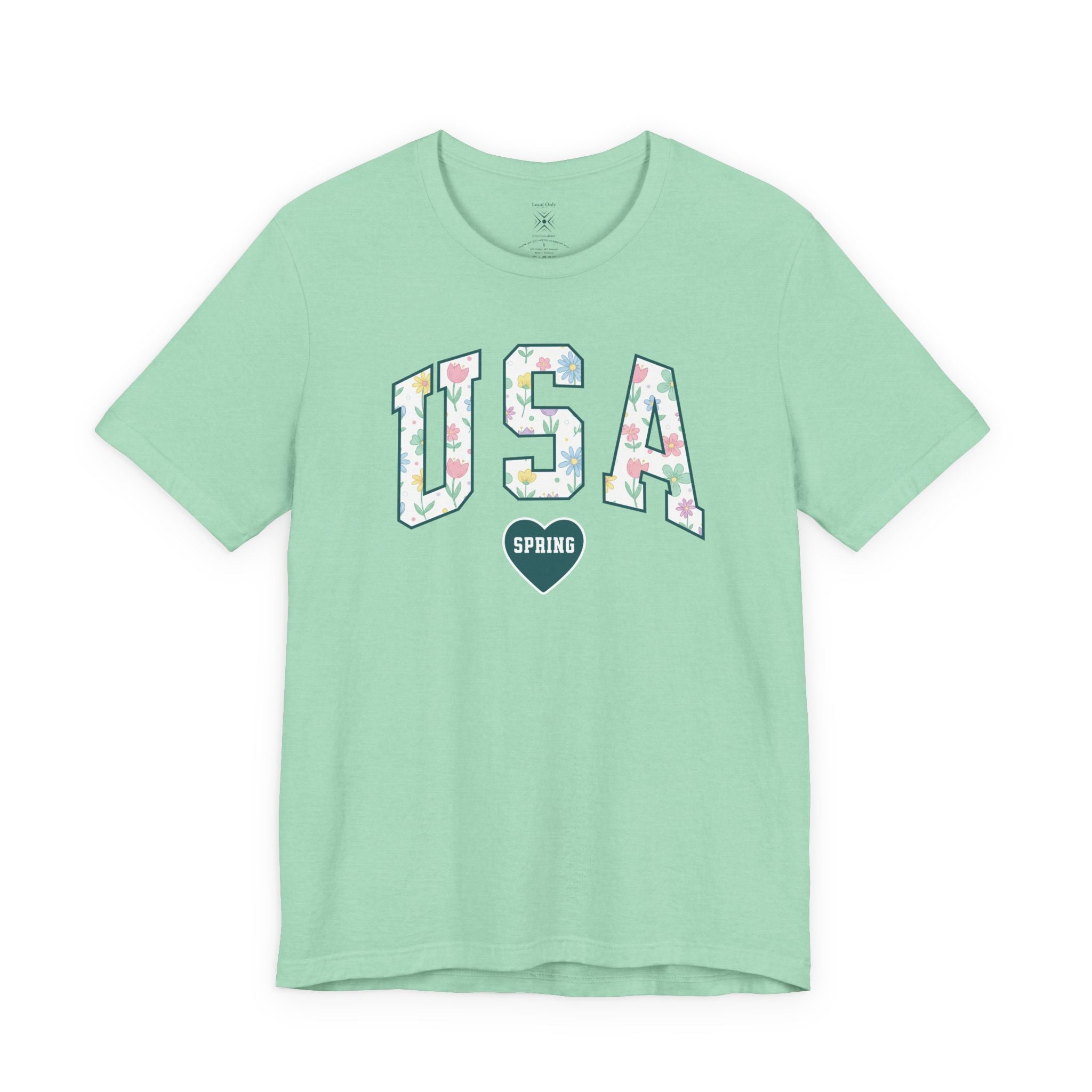 USA Love Spring Floral Varsity Graphic Tee – Transformative Teal