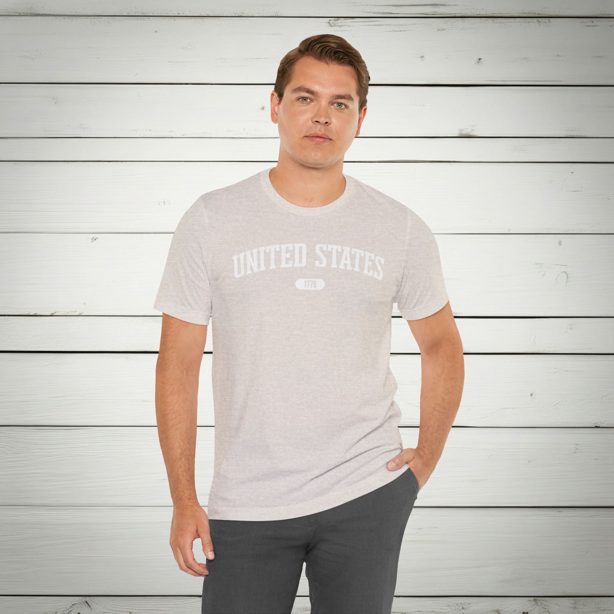 United States 1776 Vintage Collegiate Premium T-Shirt – White Graphic – Neutrals