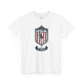 USA Home To Ice Hockey Vintage Athletic T-Shirt – Navy Red White Crest Graphic