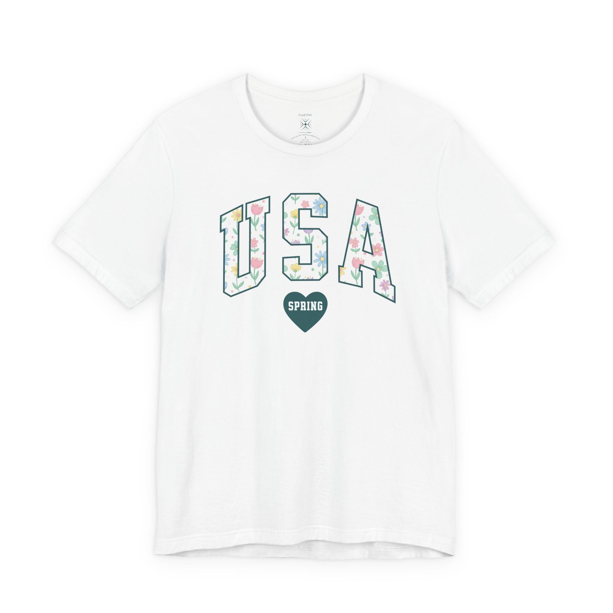USA Love Spring Floral Varsity Graphic Tee – Transformative Teal