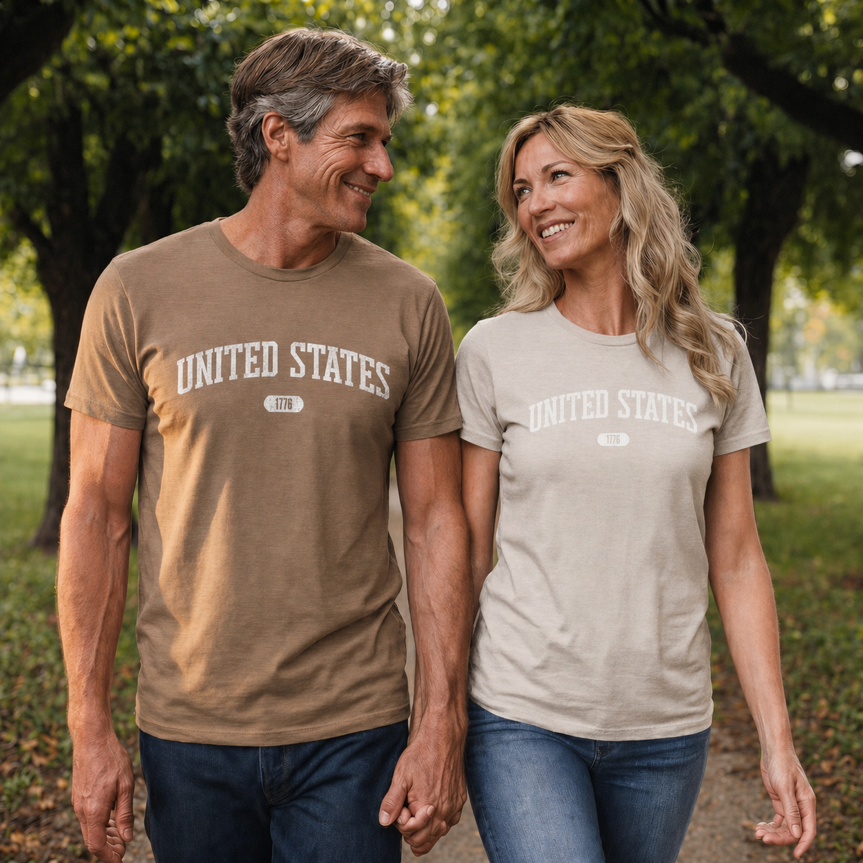 United States 1776 Vintage Collegiate Premium T-Shirt – White Graphic – Neutrals