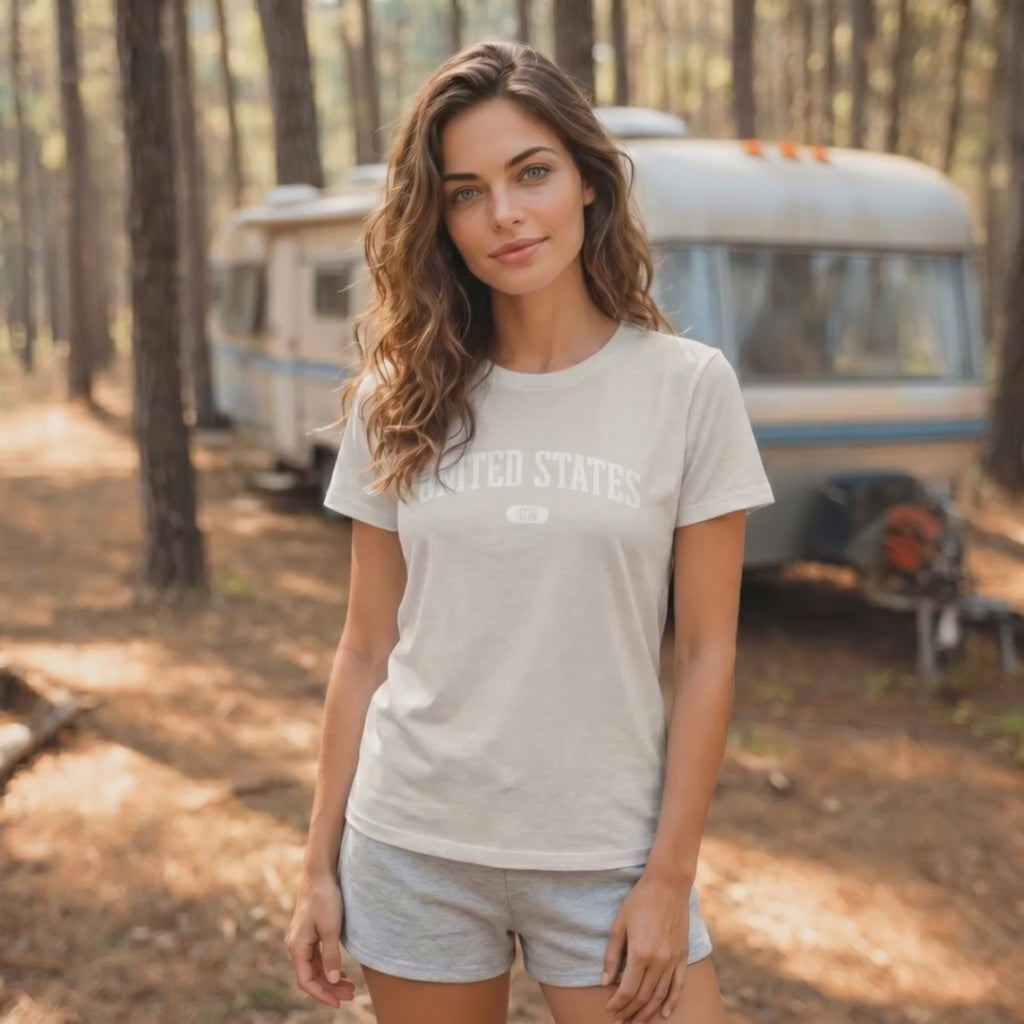 United States 1776 Vintage Collegiate Premium T-Shirt – White Graphic – Neutrals